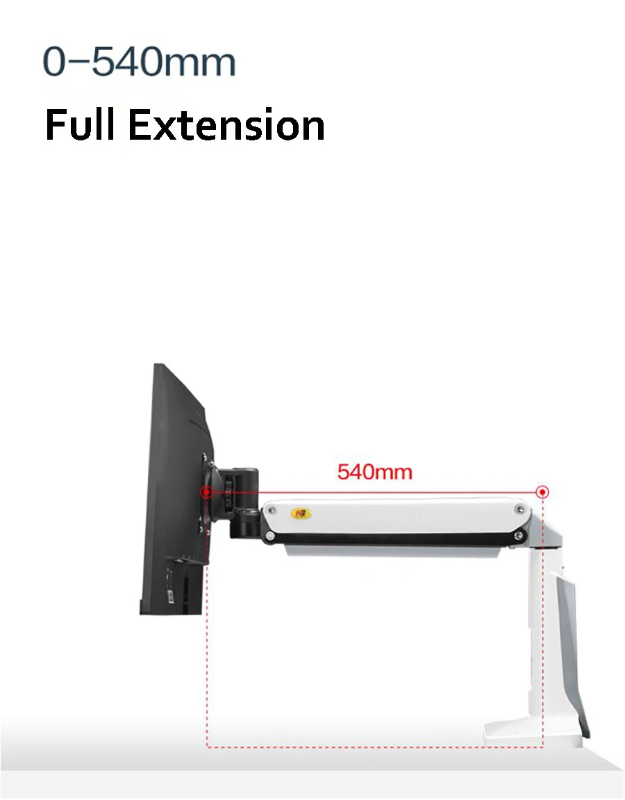 NB F37 Алюминий полный Motion 24-37 дюймов монитор держатель газа весна длинные руки настольный монитор Поддержка с USB3.0