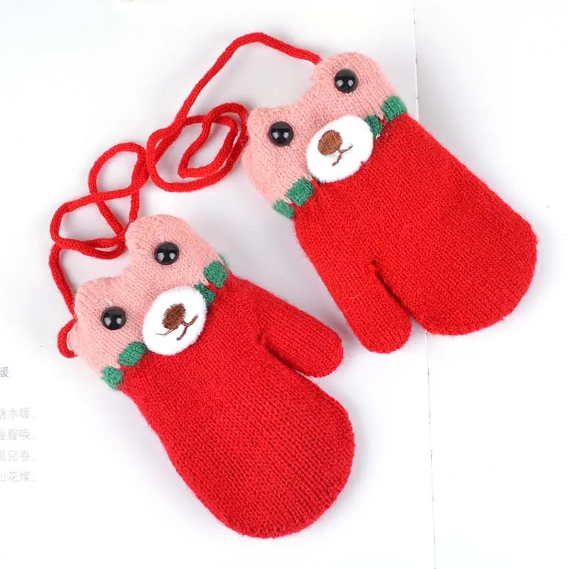 Bear Winter Baby Gloves Cartoon Warm Kids Mittens Knitted Cotton Baby Gloves For Girls Boys Crochet Mittens Baby Accessories (9)