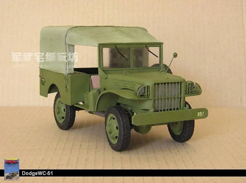 1:25 масштаб Американский джип Dodge WC-51 Второй мировой войны джип 3D бумажный модельный комплект