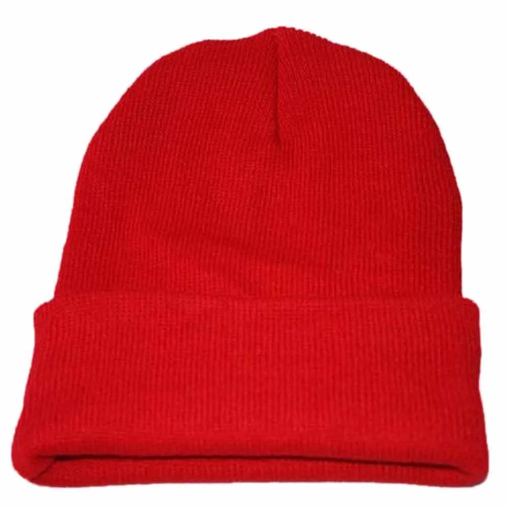 Вязаная шапка унисекс в стиле хип-хоп, теплая зимняя Лыжная Шапка Z2019 - Цвет: Red