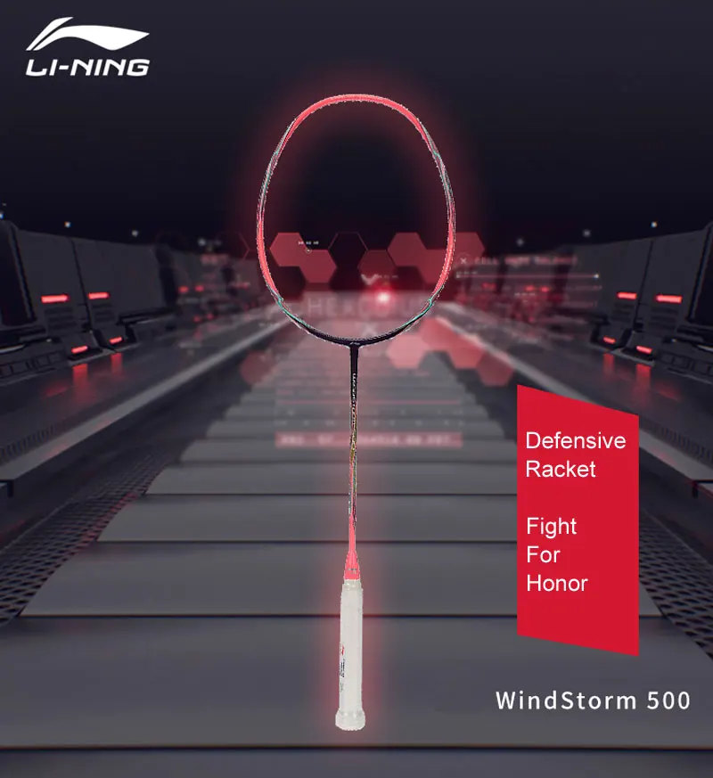 Li-Ning WINDSTORM 500 оборонительная ракетка для бадминтона легкий вес карбоновая подкладка Одиночная спортивные ракетки AYPM004/AYPK014 ZYF287