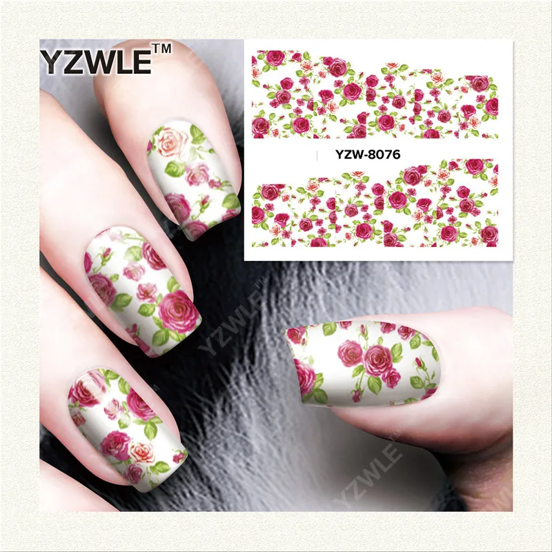 YZWLE 1 Sheet DIY Decals Nails Art Water Transfer Printing Stickers Accessories For font b Manicure