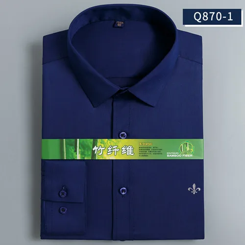 Dudalina, бамбуковое волокно,, мужские рубашки, мужские, с длинным рукавом, одноцветные, облегающие, Повседневная рубашка, мужская, Social, деловая - Цвет: PM-Q870-1NAVY