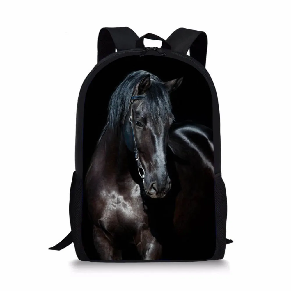 

ThiKin Black Crazy Horse School Bag for Teenager Boys Girls Unique 3d Children Kids Book Bag Print Animal Schoolbags