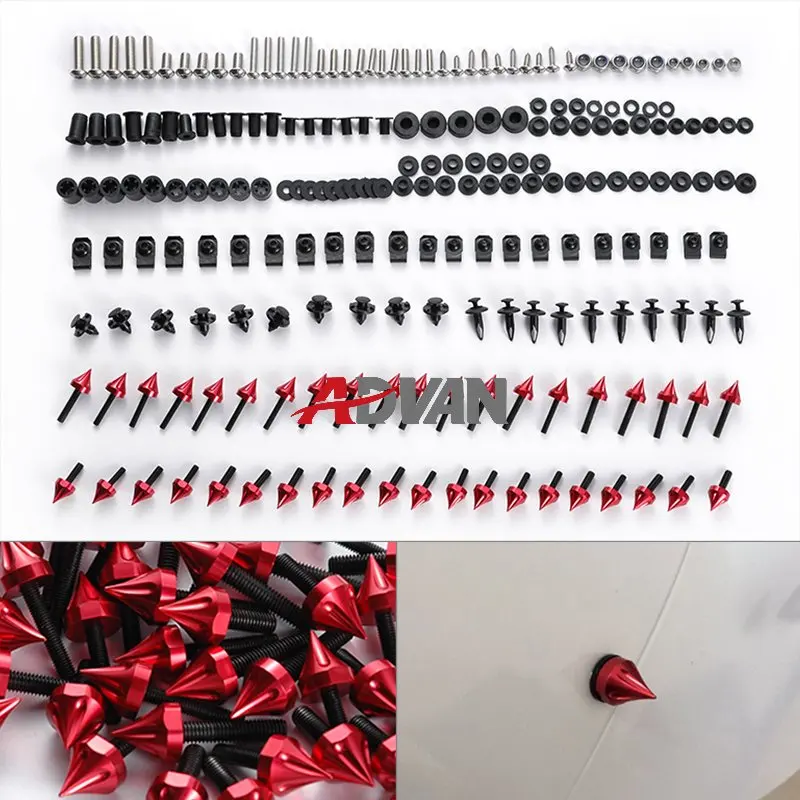 

Optional:Red,Green,Orange,Blue,Black,Sliver,Chrome)Spike Fairing Bolt Kit Set Fasteners Screws fit forSuzuki GSX-R 600 750 06-07