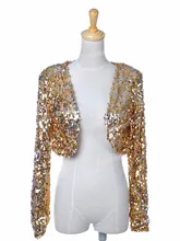 PrettyGuide Women Ds Clubwear Sparkly Sequin Long Sleeve Shrug Cardigan Jacket Cropped Outwear