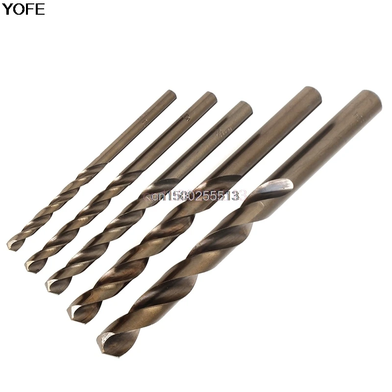 

5Pcs HSS-CO High Speed Steel M35 Cobalt Drill Bit Tool Set 4/5/6/8/10mm New