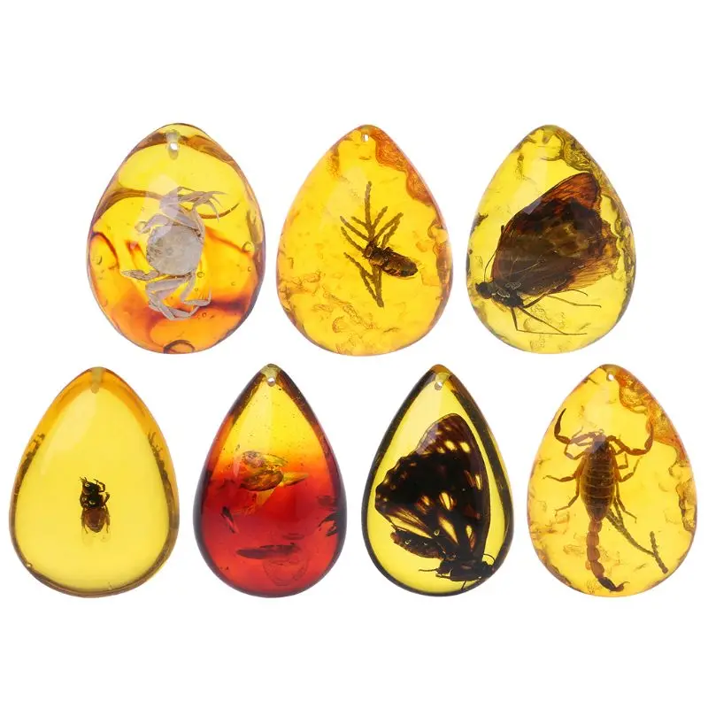 

Beautiful Amber Butterfly Insects Flower Stone Pendant Necklace Gemstone for DIY Jewellery Pendant Crafts