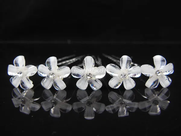 100 Pcs Lot White Floret Little Crystal Wedding Prom Bridal U Hair Sticks Fashion Hair Jewelry New  Woman Hair Clips