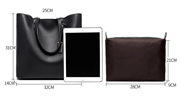MJ Women Tote Bag Leather Big Bag Female Simple Handbag Large Capacity Shoulder Bags Bucket Women Composite Bags Shopping Tote (32)