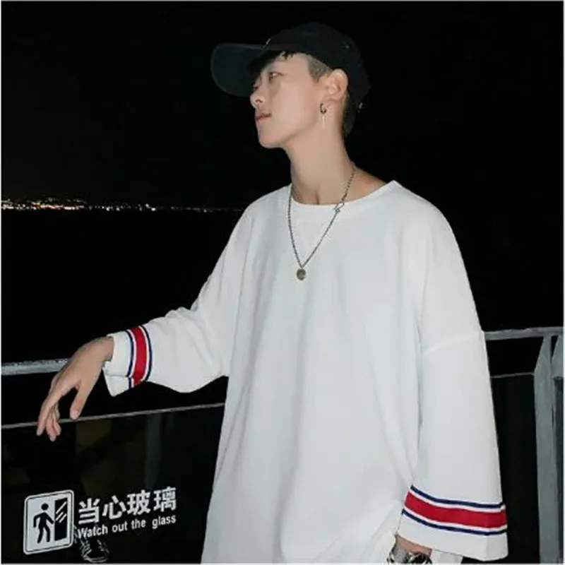 

summer Korean Men Leisure loose motion T Shirt Black&gray O-neck Short sleeve Tshirt Men Clothing 2019 Plus Size M-3XL
