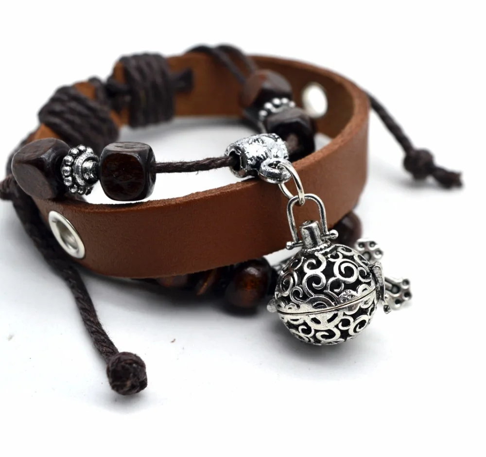 

1pc Lava Essential Oil Diffusing Bracelet Aromatherapy Boho Leather Bracelets Bangle B11