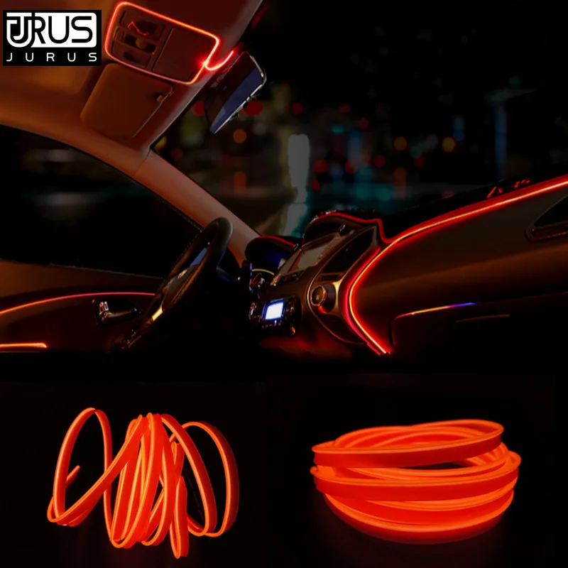 3M AUTO interior refit light clamping-edge EL Wire Flexible Neon Car Decorate With 12V Cigarette lighter Drive Free shipping