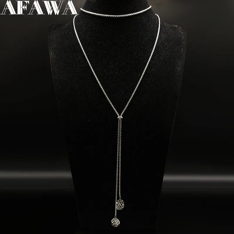 

2019 Fashion Geometric Stainless Steel Necklaces for Women Silver Color Necklaces Pendants Jewellery collares mujer N186702