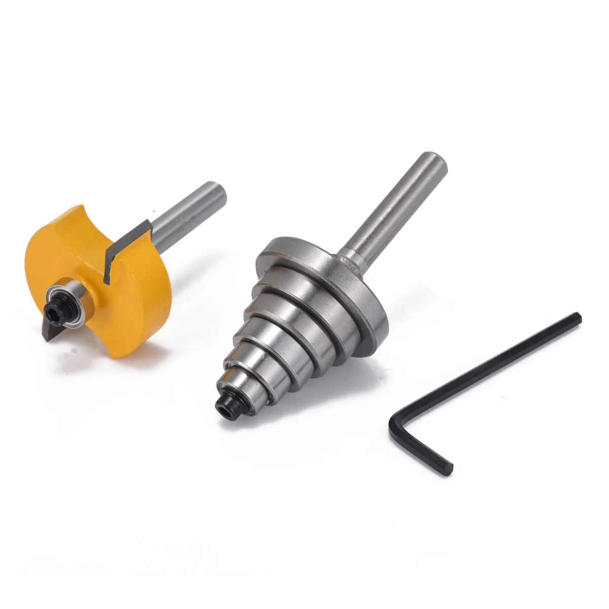Adjustable 1/2" Height with 6 Bearings Rabbet Router Bit & Bearing Set