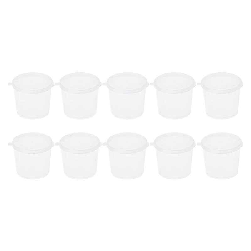 

Plastic Disposable Sauce Cup Clear Salad Dressing Food Storage Containers + Lids