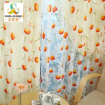 

1 Piece Daisy Pastoral Curtain The Finished Living Room Curtain Pull-up Curtain French Window Voile