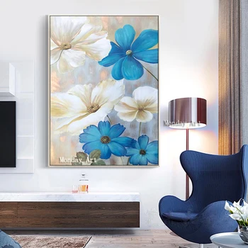 

Large aritist pure vertical Textured painting HandPainted Flower Oil Painting Wall Decoration Canvas Art Picture for living room