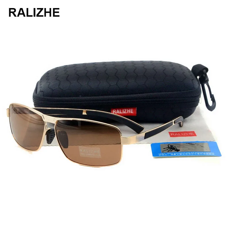 RALIZHE Mens HD Polarized Sunglasses Retro Vintage Male Sun Glasses Designer Fishing Driving Eyewear UV400 Gold Metal Brown RALIZHE Mens HD Polarized Sunglasses Retro Vintage Male Sun Glasses Designer Fishing Driving Eyewear UV400 Gold Metal Brown