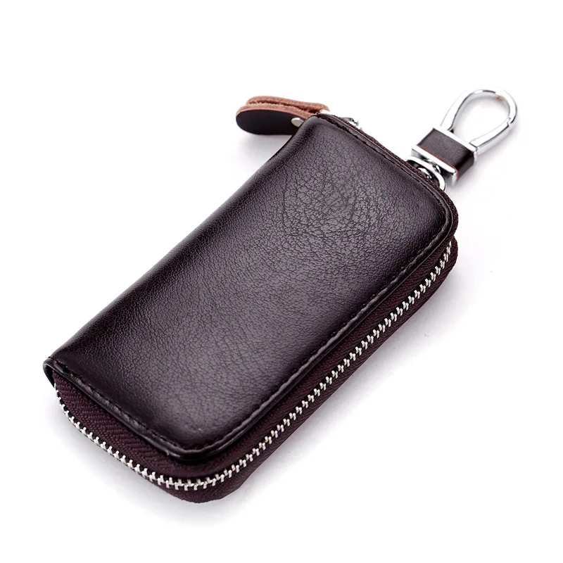 Cow Split Leather Men Women Key Holder House Keychain Bag Organizer Car Key Case Pouch Multifunctional Small Wallet Mini Purse