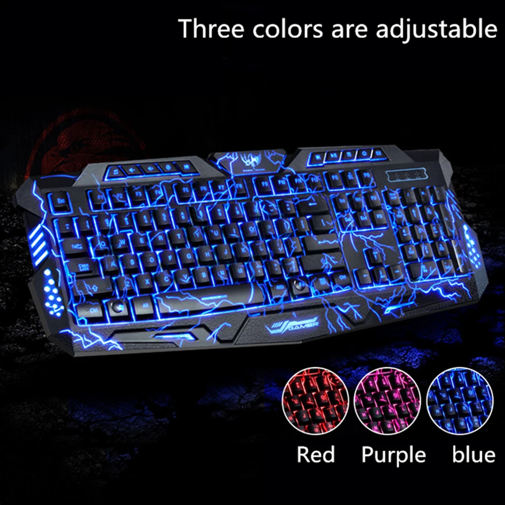 

Adjustable Backlight Red/Purple/Blue LED Pro Gaming Keyboard M200 USB Wired Powered Full -Key for LOL Russian keyboard