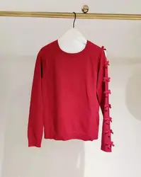 KENVY модные брендовые женские высокого класса люкс Осень полые с круглым вырезом вязаный свитер