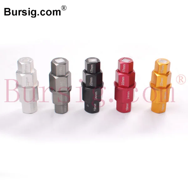 

Universal Billet Aluminum Black 4 in 1 Motorcycle Front wheel Hex Axle Tool 17mm 19mm 22mm 24mm Allen Wrench Tool Adapter