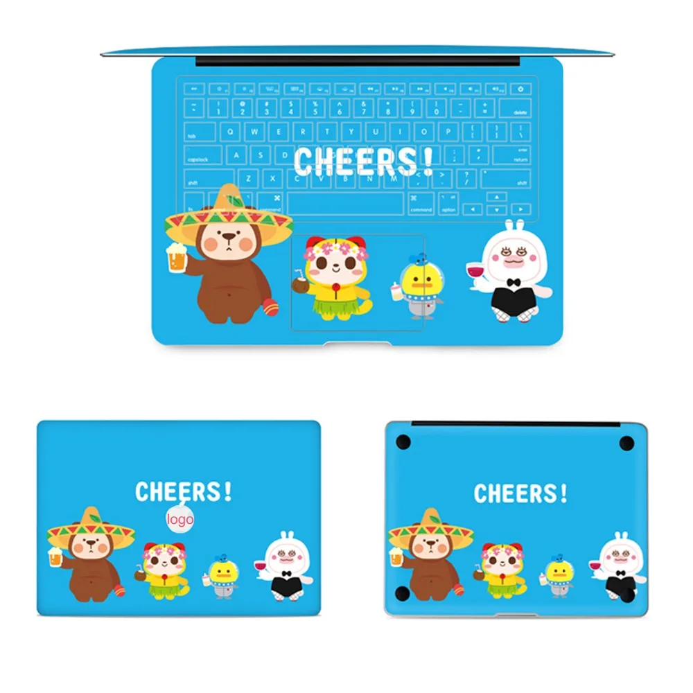

YCSTICKER - 4pcs/Set Laptop Full Sticker Top Bottom Keyboard Vinyl Decal Cartoon Painting Skin For Macbook Air Retina Pro & Film