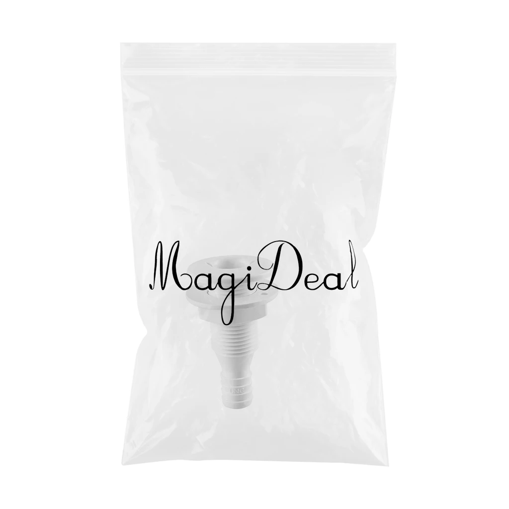 3/4' Plastic Thru-Hull Bilge Pump Drain or Vent Hose Fitting for Boats Provides Trouble-Free Hose Connections