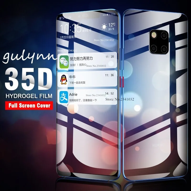 

35D Front Screen Protector Hydrogel Film On For Huawei Mate P30 P 20 10 Pro Lite Back Protective Film For Honor 20 10 9 i 8X 8A