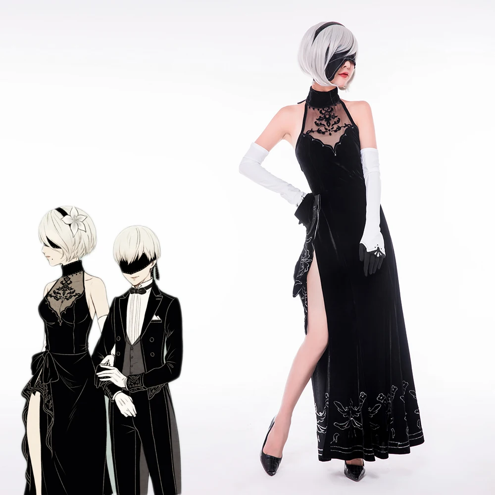 Здесь продается  Game NieR:Automata Game 2B 9S Black Evening Dress Uniform Cosplay Costume +Track  Одежда и аксессуары