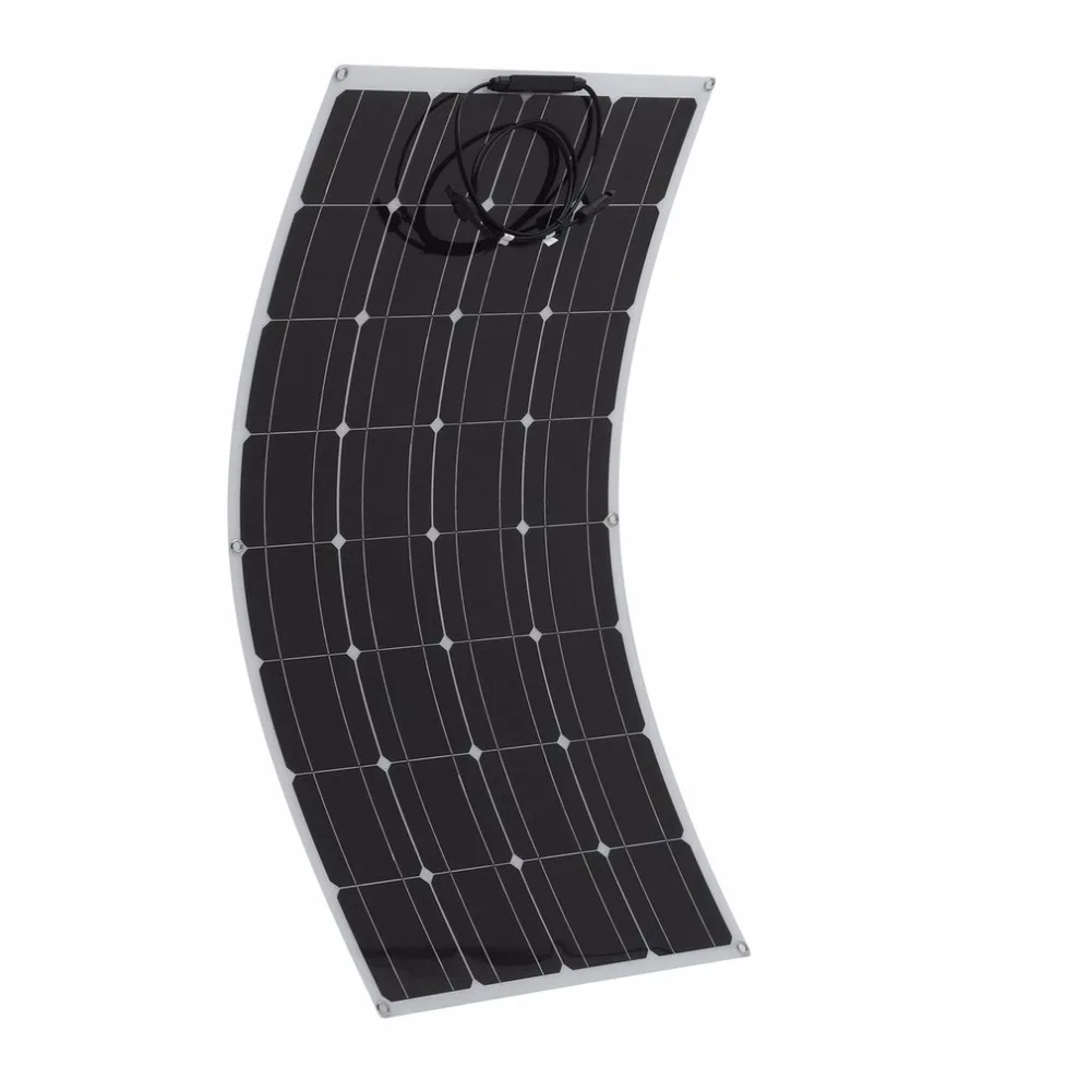 

New 2Pcs/Set 100W Monocrystalline Flexible Solar Panel Outdoor Solar Charging Device Solar Power System For Off Grid RV Boat