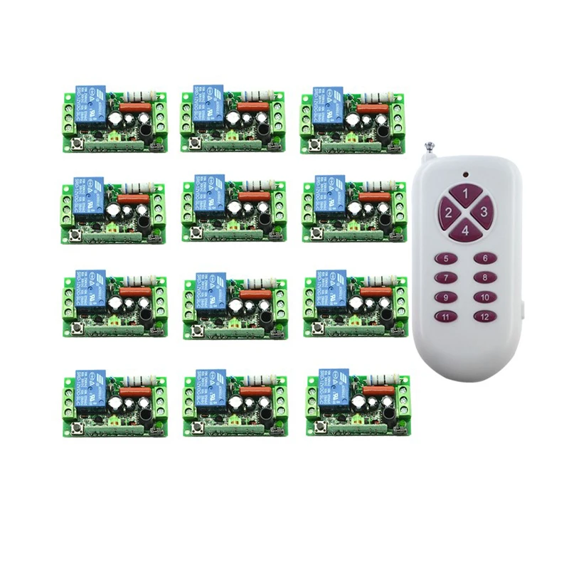 AC220V 1CH 10A RF Беспроводной удаленного Управление переключатель Системы teleswitch 12CH передатчик и приемник реле приемника умный дом переключатель