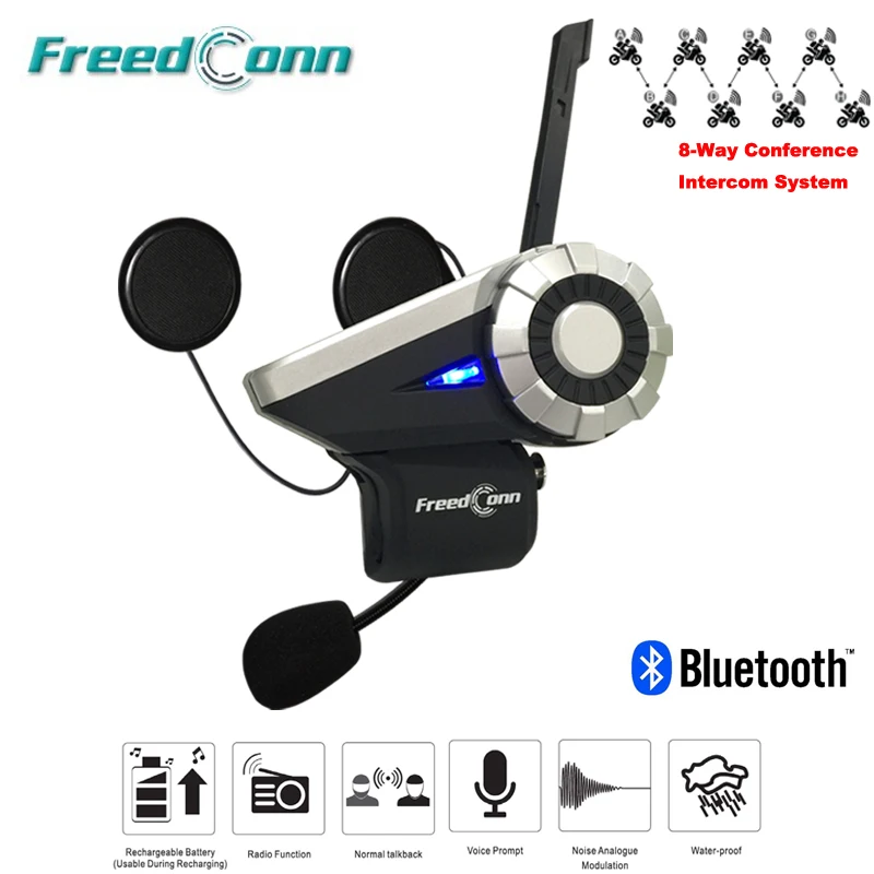 1 шт. Freedconn T Rex Full Duplex 1500 м 8 полосная мотоциклетная система для групповых