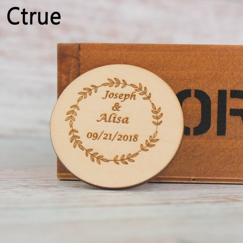  Personalized Wood tag Custom name & date wooden tags Rustic Wedding Invitation Souvenirs for guests - 32919737796