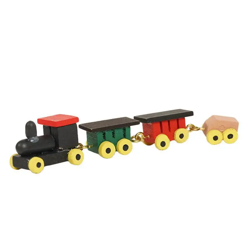 

1:12 Mini Train Model Solid Wood Color Doll House Miniature Accessories Children's Bedroom Toy Furniture Dollhouse Miniaturas