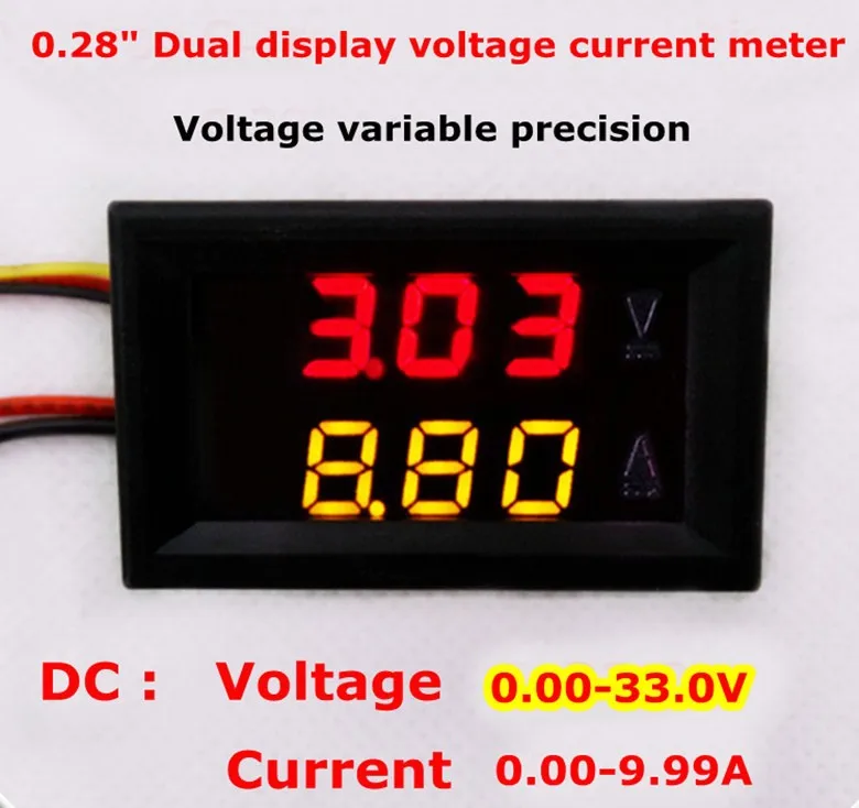 RD DC 0,00-33,0 В/10 А 0,28 Цифровой амперметр вольтметр напряжение измеритель тока светодиодный дисплей красный+ красный/синий/зеленый/желтый [4 шт./лот]