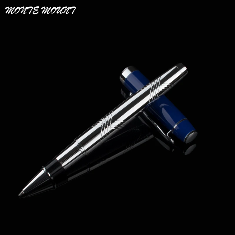 

MONTE MOUNT Luxury Princesse Grace Silver Black/Blue Roller Ball Pen with Cross Wire Office School Supplies