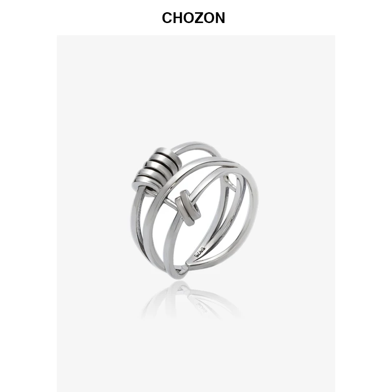 

S925 sterling silver multi-layer with flexible circle charm open ring 2019 female transfer adjustable multi-circle silver ring