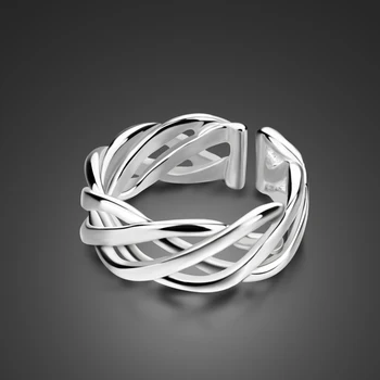 

Retro personality hollow mesh ring. Stylish solid 925 sterling silver 7 mm wide finger ring adjustable size woman ring. jewelry