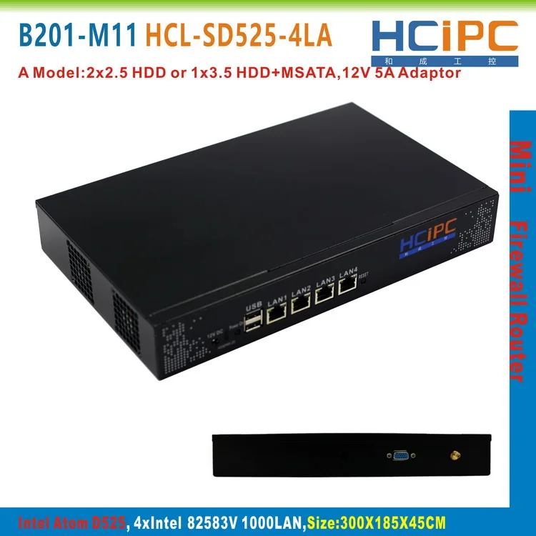 Lowest Price HCiPC B201-M11 HCL-SD525-4LA, Atom D525 82583V 4LAN Mini Firewall,4LAN Mini Router,Mini PC,4LAN Motherboard