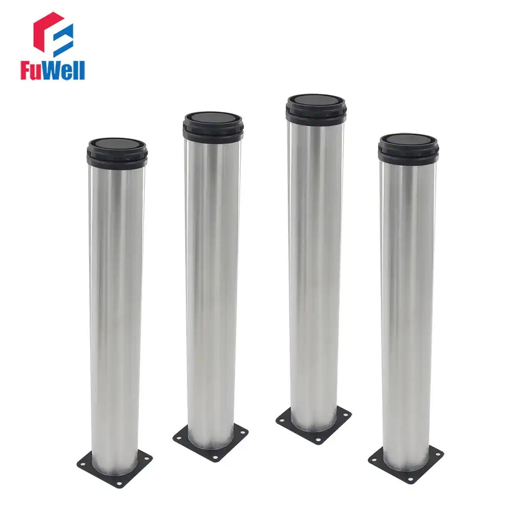 4pcs 450mm Height Adjustable Furniture Legs Silver Tone Stainless