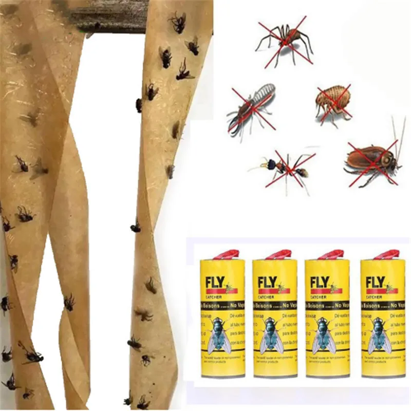 

4 Roll Sticky Fly Card Fly Trap Eliminate Flying Insects Insect House Glue Paper Catcher Trap Fly Insect Mosquito Killer