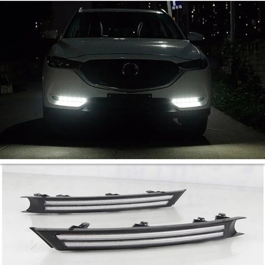 

For Mazda CX-5 CX5 2017 2018 Fog light Daytime Running Light DRL LED Day Light with Flowing Turn Signal