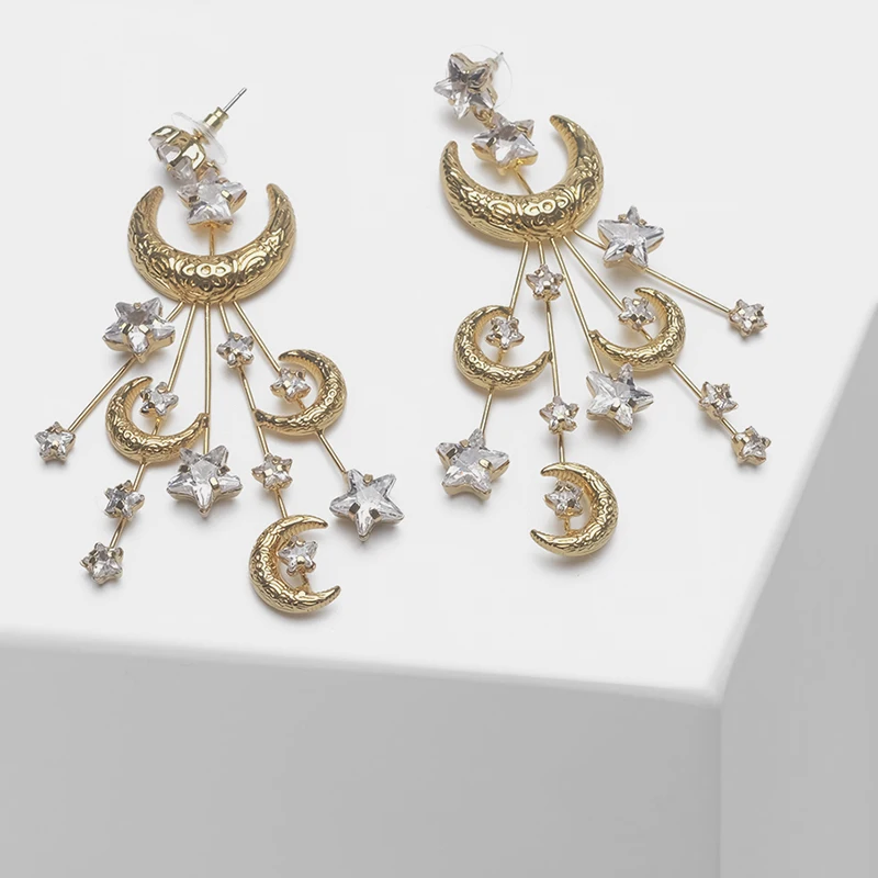 

Starmoon design glitter fashion exaggerated drop earrings