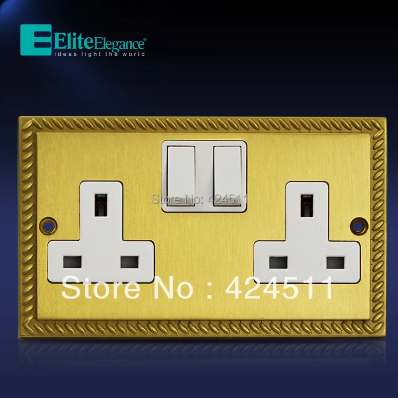 HOT SALE 13A 2 gang Switched Socket Discount Sale copper Wall Socket, Elite Elegance T406ABin