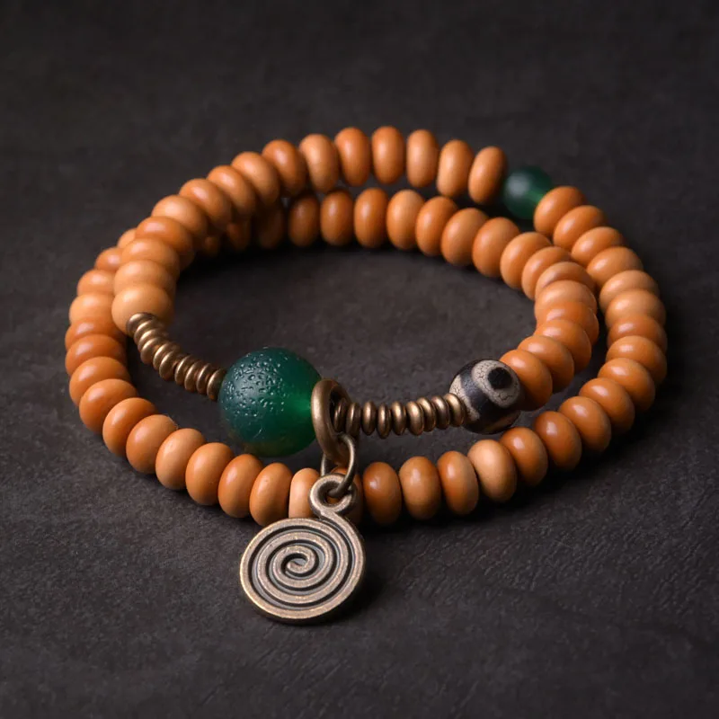 

Olive nut Green Stone Bracelet Mixed The third Eye of Buddha Tibetan Buddhism Jewelry Anti evil Remain Safe Couple Gift Unisex