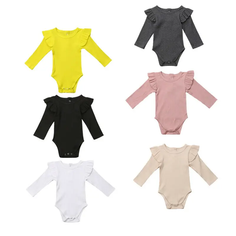 

IMCUTE Newborn Infant Long Sleeve Short Sleeve One-piece Outfit Baby Girl Solid Cotton Romper