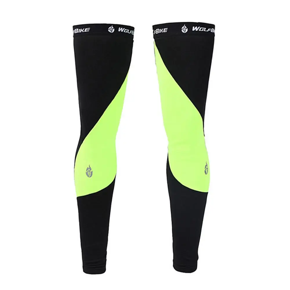 Unisex Outdoor Sport Bike Bicycle Leg Warmer Thermal Winter Guard Knee Running Sleeves Cycling Leg Sunscreen Protect Windproof - Цвет: green