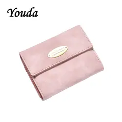 Youda Новый женский маленький кошелек женский короткий три складки кошелек Простые ретро матовые кошельки Портативная сумка для карт